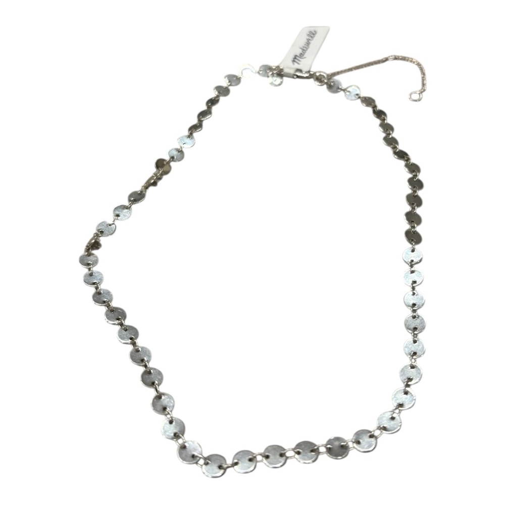 Madewell Silver Tone Disc Chain Necklace Adjustable Layering J40